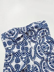 Sunnyshic Plus Size Women's Floral Print Casual Daily Outing Bandeau Romper - Multicolor - View 4