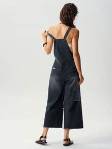 Bohemela Casual Woven Denim Printed Women's Jumpsuit - Black and White - View 7