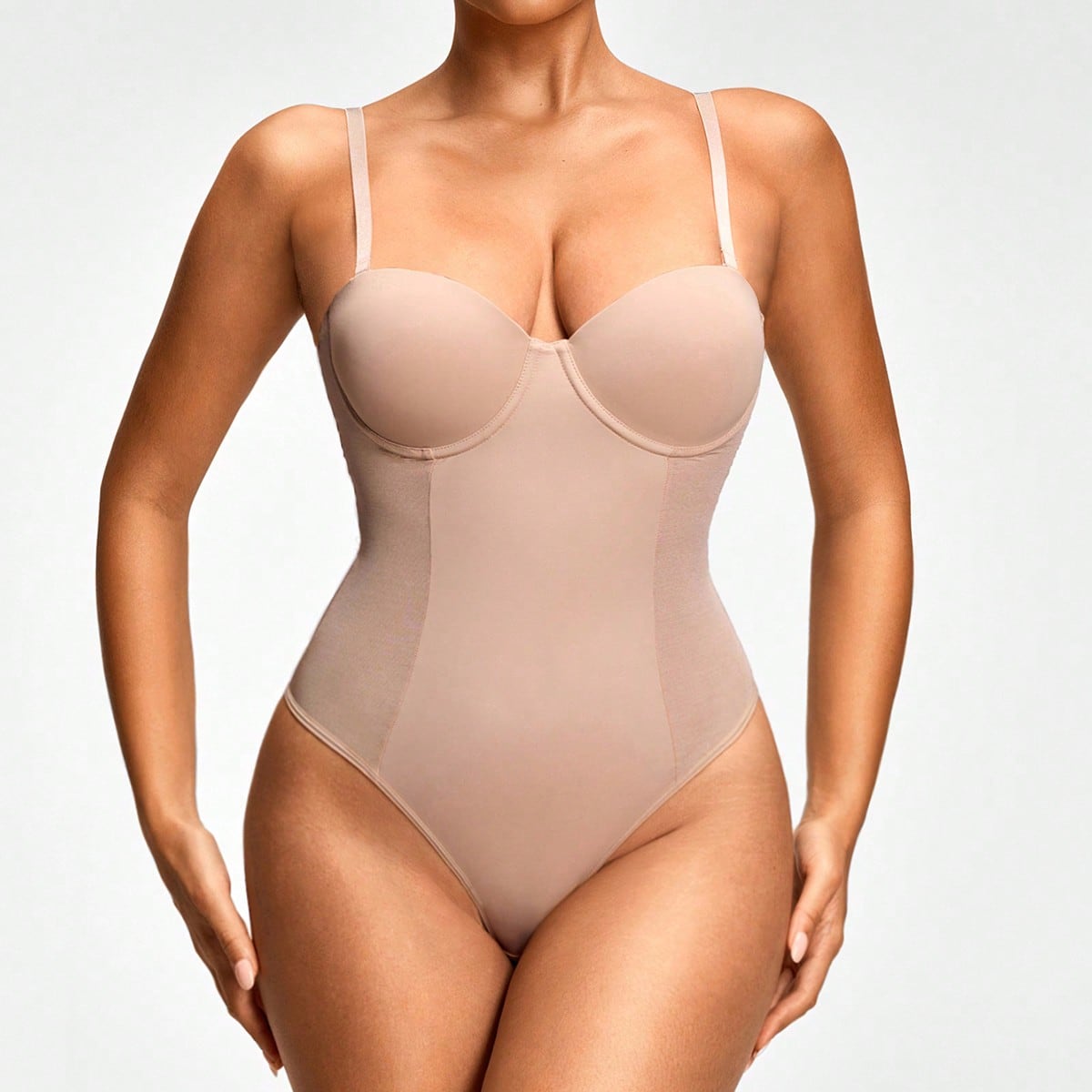 Pieza Body de un solo color informal de control de figura para mujer