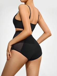 SHAPORA Mesh Insert High Waist Shapewear Set - Black - View 2