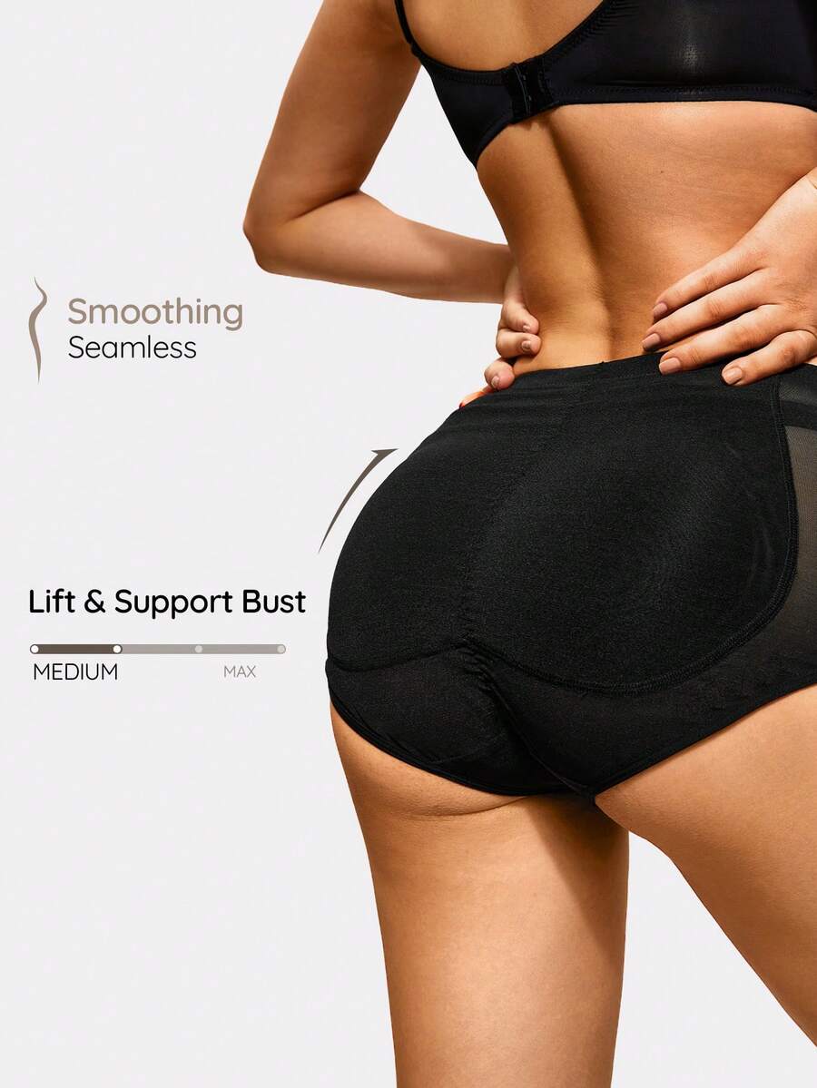 SHAPORA Bragas faja unicolor de talle alto - Negro - Ver 1
