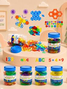 MINKOJA Translucent Blocks,Educational Toys For Boys And Girls In Classroom Or Home School, Colorful Plastic Alphabets Numbers And Shape For Kid Counting Spelling Learning Sensory Play,Easter,Easter Gift,Childen's Daykids Toys,Party Bag Fillers,Kids Math Manipulatives - Multicolor - View 1