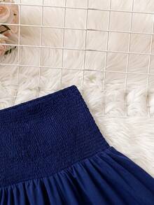 Linhara CURVE Mono de verano sin tirantes con estampado floral y fruncido para mujer talla grande - azul real - Ver 4