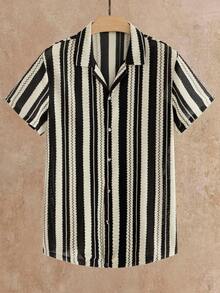 EASEVO Men's Plus Size Summer Casual Striped Shirt - Multicolor - View 2