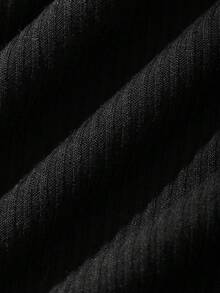 Dazy Maternity Robe de maternité d'été noire moulante sexy, mini-jupe en tricot côtelé de couleur unie, ajustée, haute élasticité, effet amincissant - Noir - Voir 7