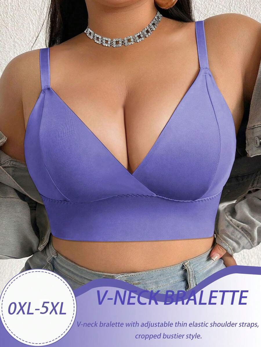 SHEIN 1 buah Bustier Wanita Ukuran Besar Warna Polos Kasual Nyaman - Teal Blue - View 1