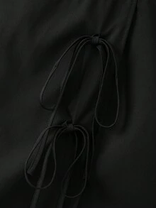 GlowEve CURVE 大尺碼女款波點撞色蝴蝶結腰部褲裙無袖上衣短褲休閒套裝，百褶疊層不對稱下擺，優雅無袖上衣，適合通勤、辦公室、派對、聚會、休閒開襟外套、長褲、裙子、短褲套裝。適用於音樂節、母親節、萬聖節、感恩節、復活節、國慶日、舞會、約會派對、婚禮季、外出等。 - 黑色 - 查看 7