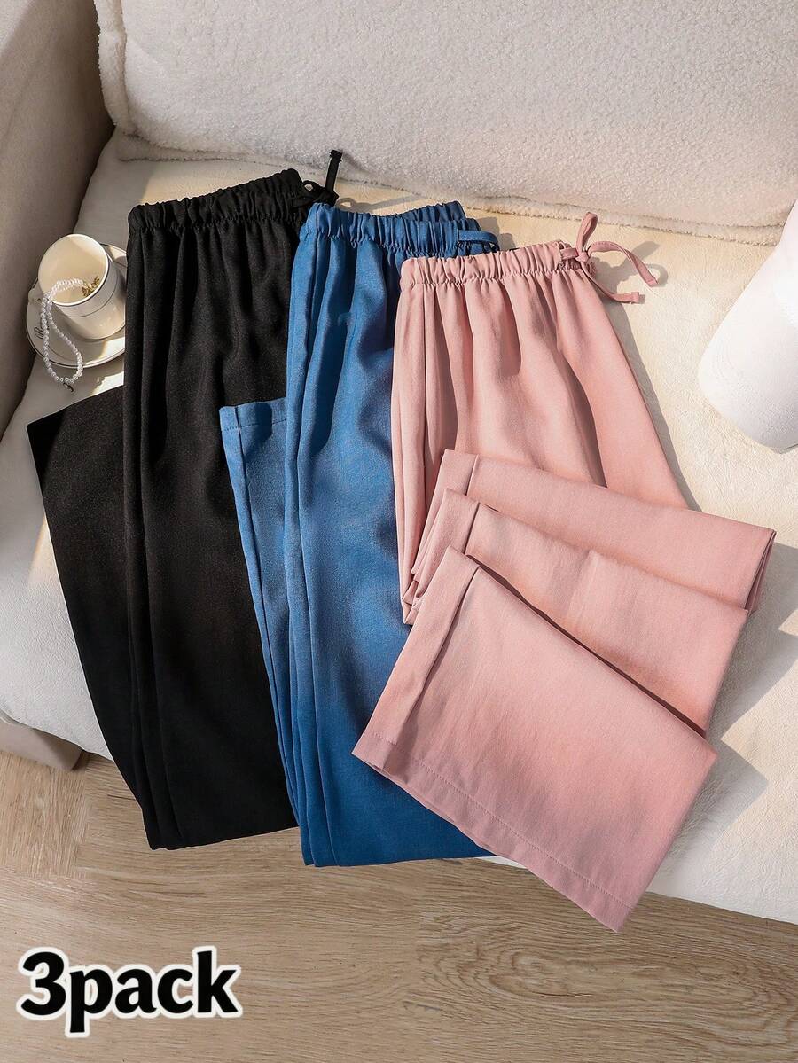 Teen Girl Casual Waist Drawstring Design Long Pants - Multicolor - View 1
