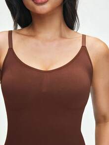 SHAPORA 咖啡棕極簡主義女款一件式塑身連身衣 - 咖啡棕 - 查看 5
