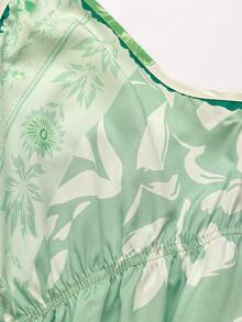 Sweetra Bohemian Style Printed Beach Slip Dress - Mint Green - View 6