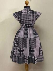 Sunspun Plaid Patchwork Casual Bodycon Dress - Black - View 2