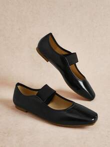 Rosivie Women's Fashionable Casual Commute Metallic Flats Valentine's Day - Black (oily skin) - View 4