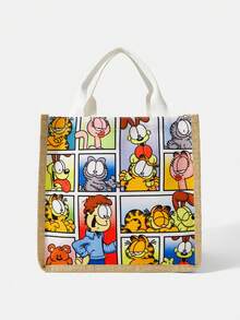 GARFIELD | SHEIN Handbag Lunch Bag, Women Casual Tote Bento Box Dinner Large Capacity Camping Student Picnic Food Beverage Bag With Cartoon Pattern, Perfect For Beach Vacation, Travel, Shopping, And Vacation Essentials - cat - View 2