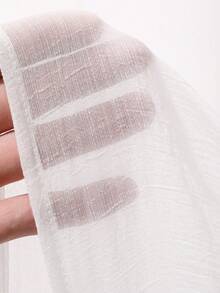 Dazy Plus Textured Fabric V-Neck Tie Front Cover Up Lantern Sleeve Long Sleeve White Semi-Sheer Spring/Summer Plus Size Women's White Shirt - White - View 3