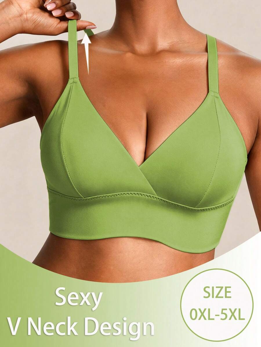 SHEIN 1pc Plus Size Women's Solid Color Minimalist Comfortable Camisole - Army Green - View 1
