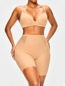 SHAPORA Shorts de moldeado de cintura alta sólidos - Albaricoque - Ver 4
