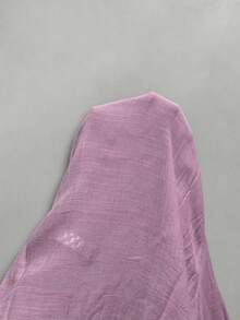 SHEIN LUNE 大尺碼女款蝴蝶結蕾絲飾邊拼接圓領短袖上衣，春夏時尚優雅性感柔軟露肩夏裝 - 紫色 - 查看 4