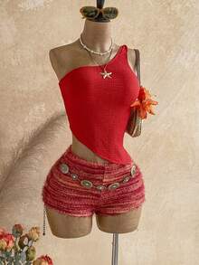 Soleia 新款女裝夏季服飾 度假風女裝兩件套 日常穿搭 離島度假波希米亞風 浪漫碎花 度假花卉 - 酒紅色 - 查看 6