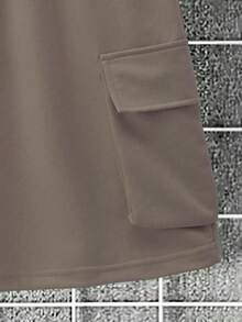 Manfinity Homme Conjunto de camiseta de manga corta de unicolor y pantalones cortos para hombre - Marrón - Ver 5