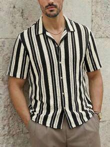 EASEVO Men's Plus Size Summer Casual Striped Shirt - Multicolor - View 1
