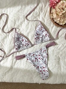 Swim Mod Women's Spring/Summer Random Print Halter Bikini Set - Multicolor - View 3
