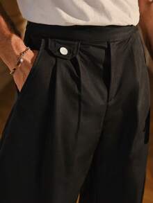 SIGLOCORE Men's Fashion Commuter Solid Color Curved Leg Pants - Black - View 3