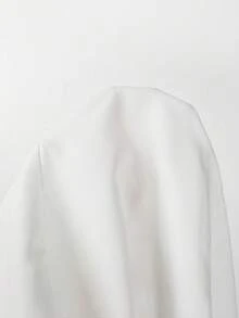 SHEIN Franclia 女款黑白素色荷葉袖方領繫腰優雅休閒時尚百搭長洋裝，前側開衩附鈕扣金屬腰扣，2026新款對比配色夏秋女裝 - 黑與白 - 查看 4