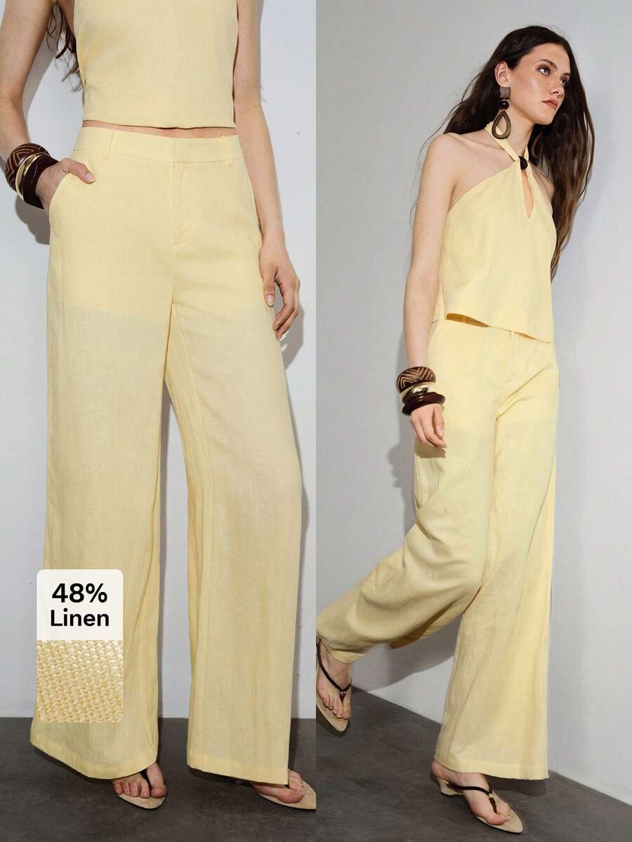 MOTF PREMIUM CASUAL LINEN WIDE LEG PANTS, SPRING/SUMMER