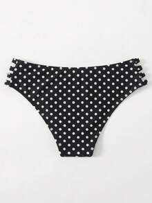 SHEIN Swim 1件波點印花性感比基尼泳褲 女款，海灘度假 - 彩色 - 查看 2