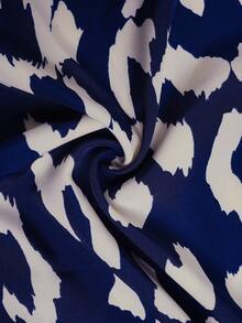 Comfylo Plus Size Casual Solid Color Top And Leopard Print Pants 2 Pieces Set - Navy Blue - View 6