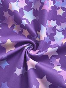 SHEIN Rompi Olahraga Kasual untuk Anak Perempuan dengan Leher Bulat dan Motif Bintang Lima, Cocok untuk Aktivitas Sehari-hari. - Purple - View 8