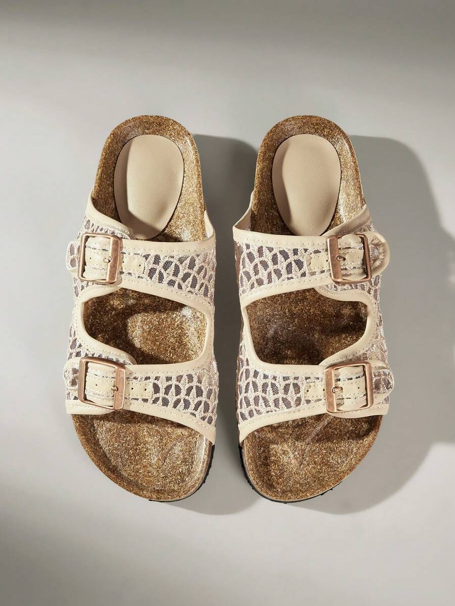 Solecia Women's Fashion Flat Sandals, Summer Beach Holiday Casual Slippers For Christmas Summer Shoes - Lace mesh apricot - View 1