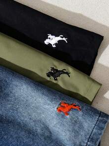 SHEIN Casuvi Kids 3件組青少年男孩買1送2，牛仔短褲搭配2件編織休閒短褲，刺繡小標籤設計，適合日常、上學、戶外、春/夏 - 彩色 - 查看 3