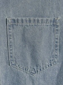 AXEPEAK Men's Short Sleeve Single-Breasted Casual Pocket Denim Shirt - Blue - View 3