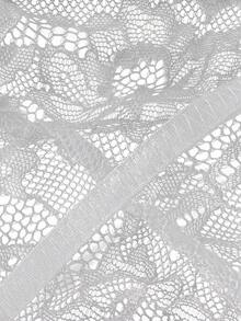 ROMWE Goth Eyelash Lace Bodysuit Sexy Lingerie - White - View 3