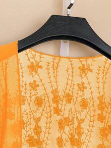 EMERY ROSE Plus Size Women's Embroidered Vacation Fashion Versatile Blouse - Yellow - View 4