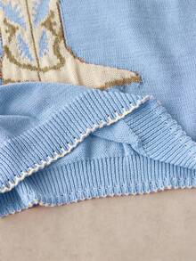 WESTFADE Cowboy Boot Contrast Stitch Sweater Vest Tops, 4th Of July, Country Style For Women - Baby Blue - View 7