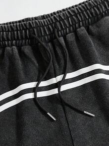 STYNVO Men's Drawstring Waist Patchwork Casual Everyday Shorts - Black - View 4