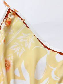 Sweetra Bohemian Style Printed Beach Slip Dress - Light Yellow - View 3