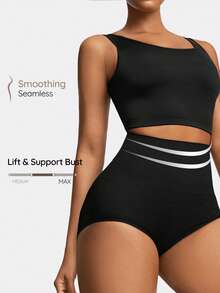 SHAPORA Pantalones Moldeadores De Mujer De Color Sólido - Negro - Ver 1