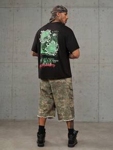 Rick and Morty X SHEIN Kaos Pria Lengan Pendek Leher Bulat Kasual Serbaguna - Hitam - View 6