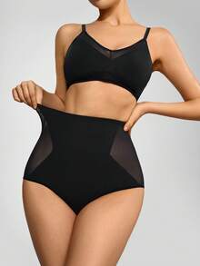 SHAPORA Mesh Insert High Waist Shapewear Set - Black - View 7