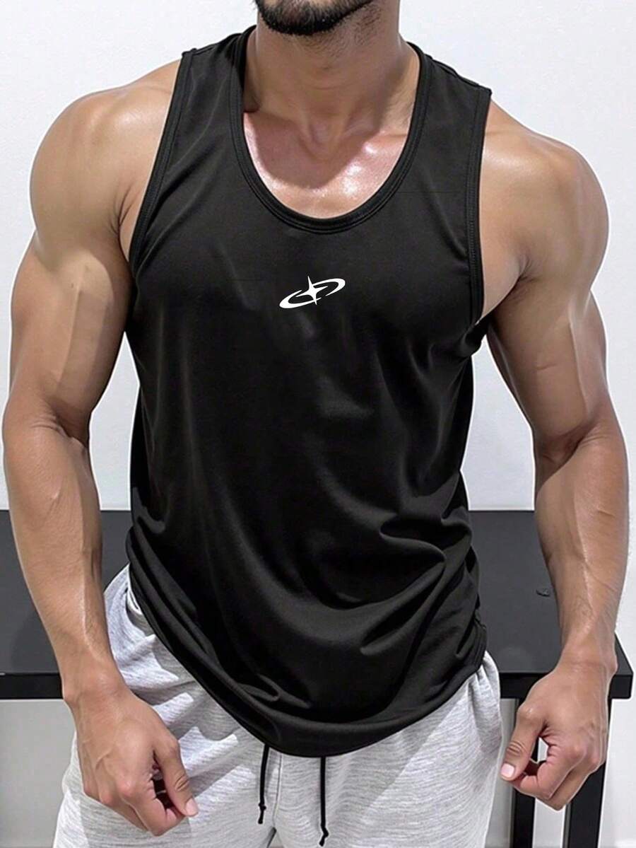 GymBeat 男士休閒百搭日常旅行運動背心,健身房適用 - 黑色 - 查看 1