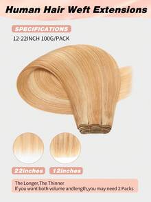 Seamless Natural Blending 100g Sew In Hair Extensions Real Human Hair Black 22inch Remy Double Weft Hair Extensions For Volume And Length - S27/613 - View 5
