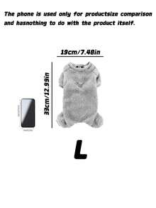 1 Piece Pet Plush Four-Legged Clothes, Solid Color Windproof Warm Outfit, Dog Sweater Hoodie, Suitable For Cats & Puppies In Autumn And Winter - Grey - View 4
