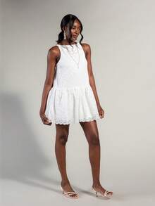 Rouah Vestido mini con volante de encaje de verano SS26 - Blanco - Ver 6