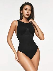 SHAPORA Women's Solid Color Casual Versatile Daily Wear Shapewear Jumpsuit - Black - View 5