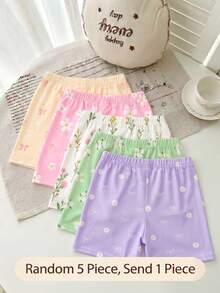 Souflis Souflis 1 buah Celana Pendek Anak Perempuan Balita dengan Kotak Kejutan Tersembunyi, Motif Bunga Acak, Lembut, Kasual, Serbaguna, Lucu, Motif Bunga Daisy dan Pita Kecil, Cocok untuk Pakaian Kasual Musim Semi/Panas, Celana Pendek Cetak Manis dan Lucu Berwarna-warni, Celana Pendek Dasar Serbaguna untuk Jalan-jalan Musim Semi/Panas dan Pakaian Sehari-hari - MultiWarna - View 2