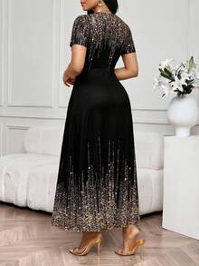 SHEIN Lady 女士优雅派对亮片印花连衣裙 - 彩色 - 查看 2