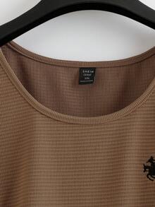 GlowEve CURVE 春夏秋棕色條紋刺繡通勤休閒大尺碼兩件組 - 棕色 - 查看 5
